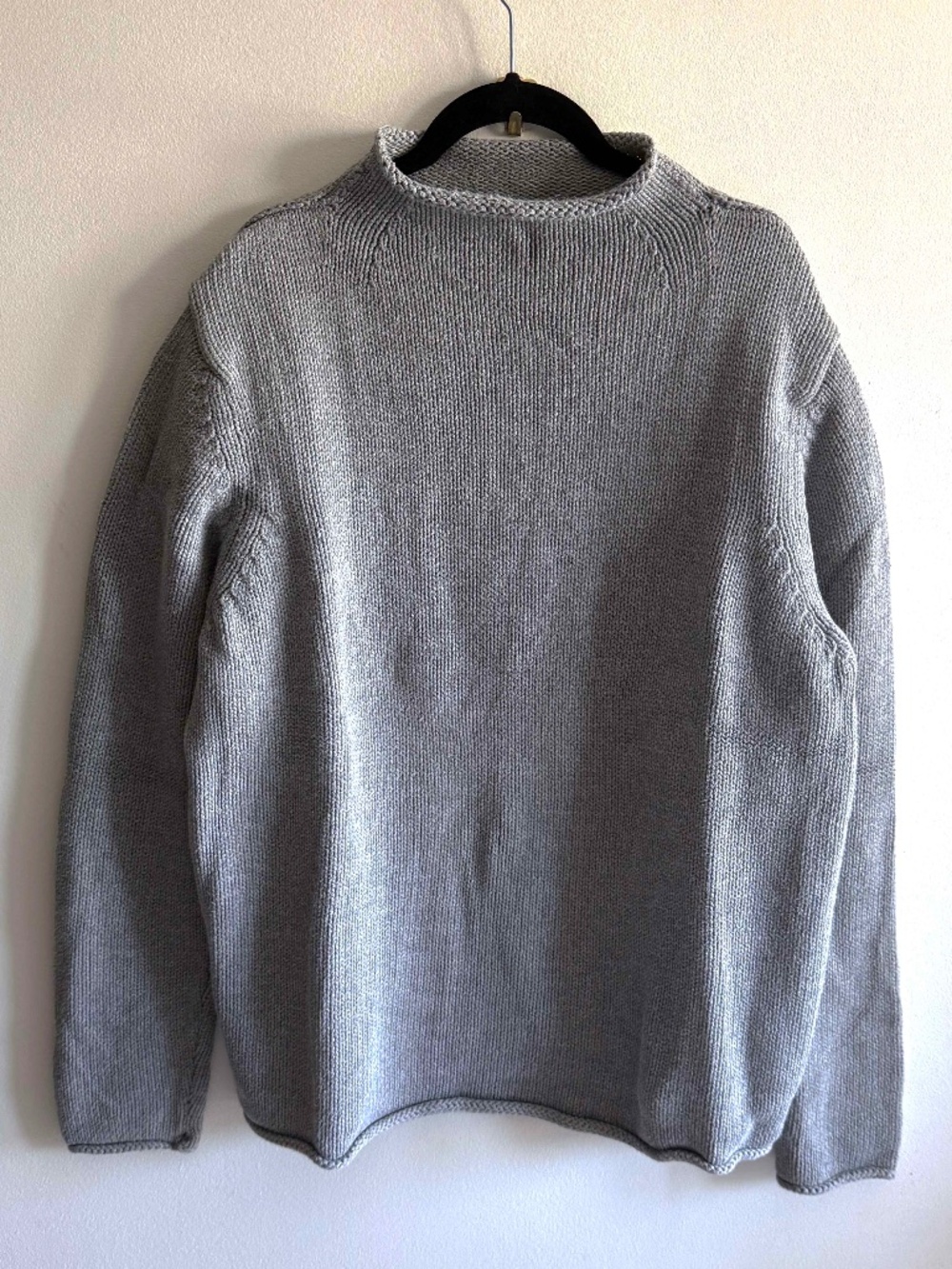 Vintage J.Crew Roll Neck 100% Cotton Gray Sweater Men's Large